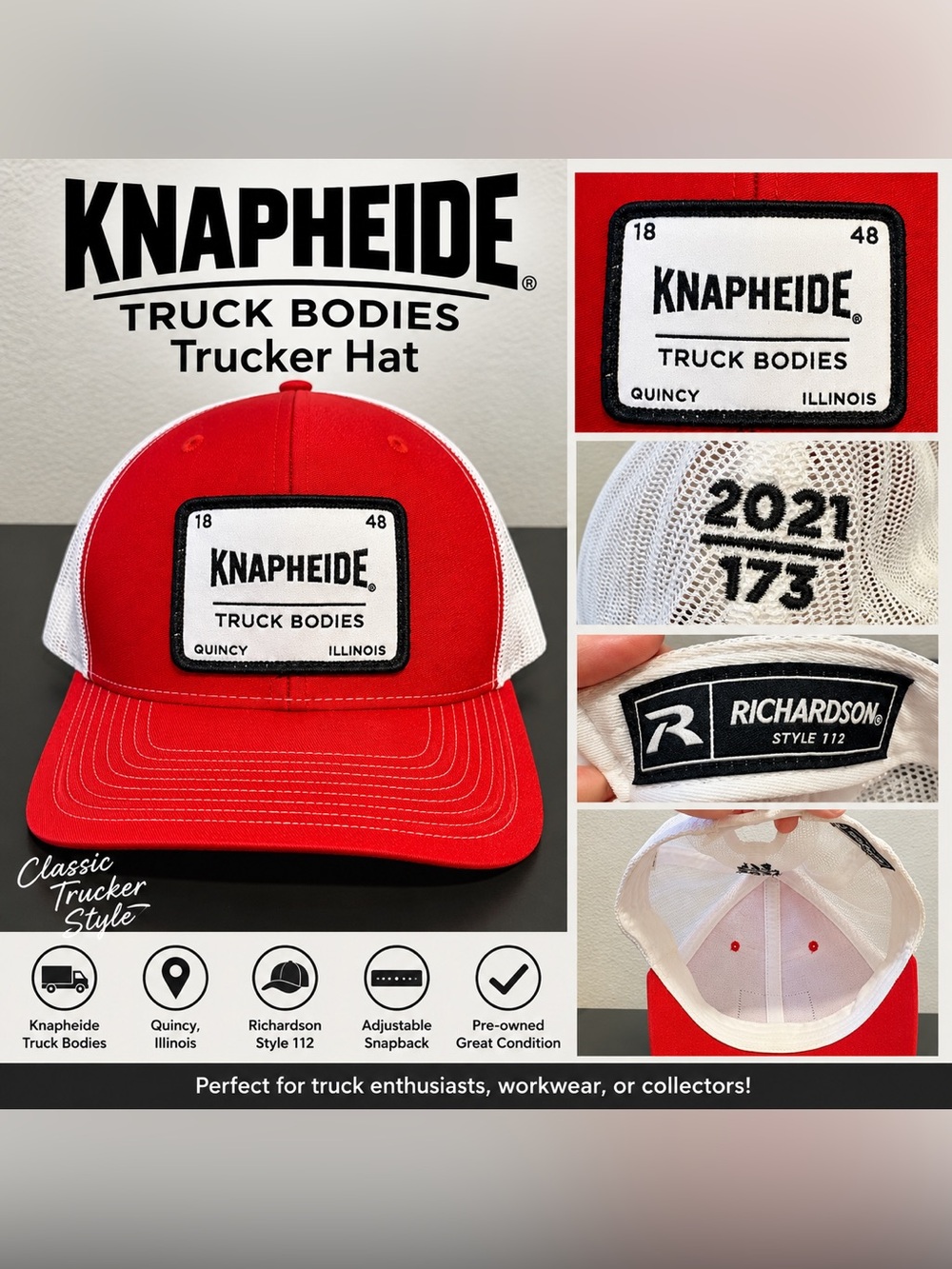 Knapheide Red & White Trucker Hat - Richardson Snapback